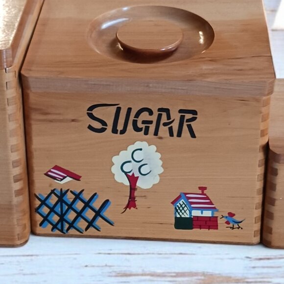 MCM Vintage Set of 3 Hand-Painted Wooden Nesting Canisters – Made in Jap… - Picture 10 of 13